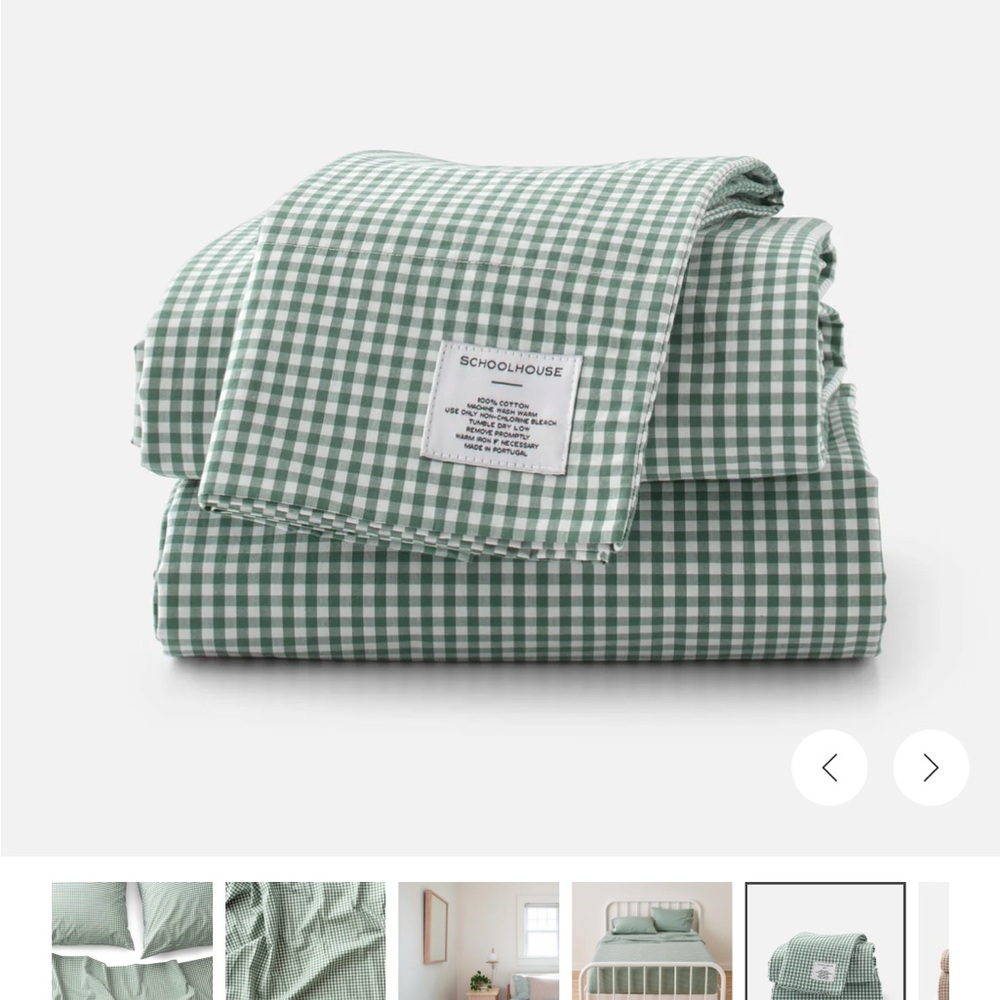Schoolhouse Gingham Percale Sheet Set - Picture 4 of 8